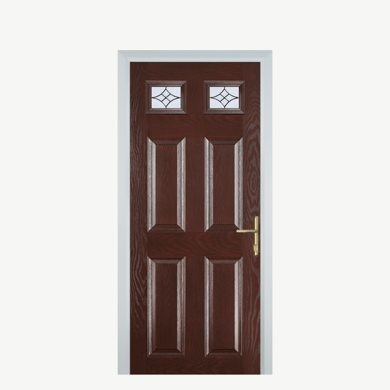 DoorI 4 Panel 2 Square Dark Wood Zinc Art Elegance image 0