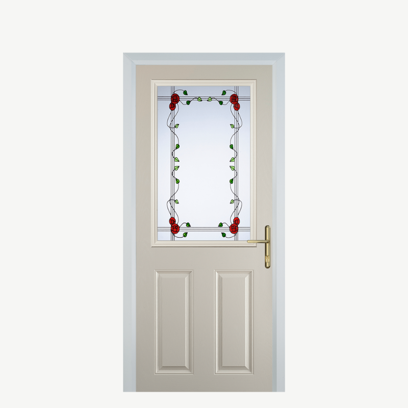 Door F 2 Panel 1 Square Cream Mackintosh Rose image 0