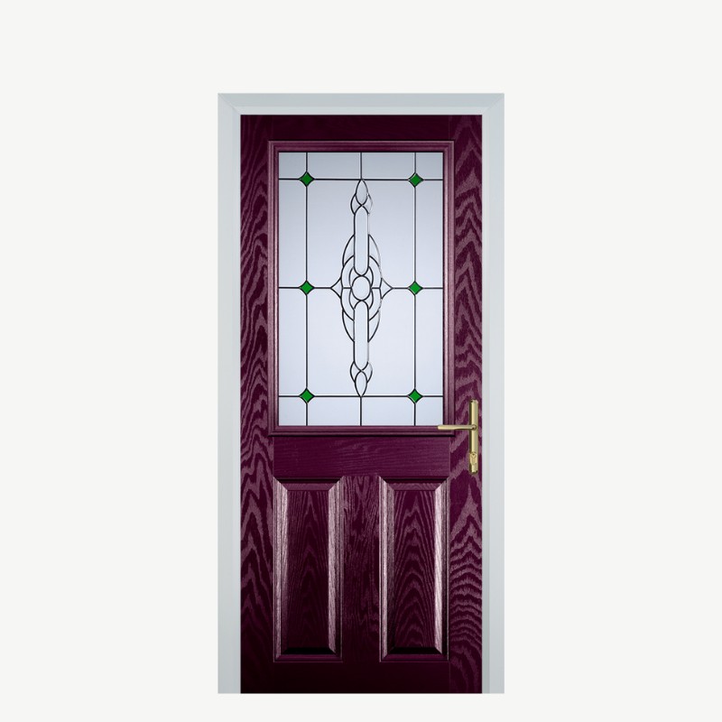 Door F 2 Panel 1 Square Purple Violet Crystal Bohemia Green image 0