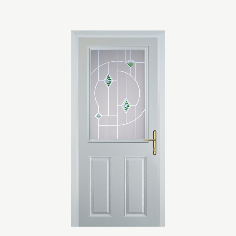 Door F 2 Panel 1 Square White Murano Green image 0