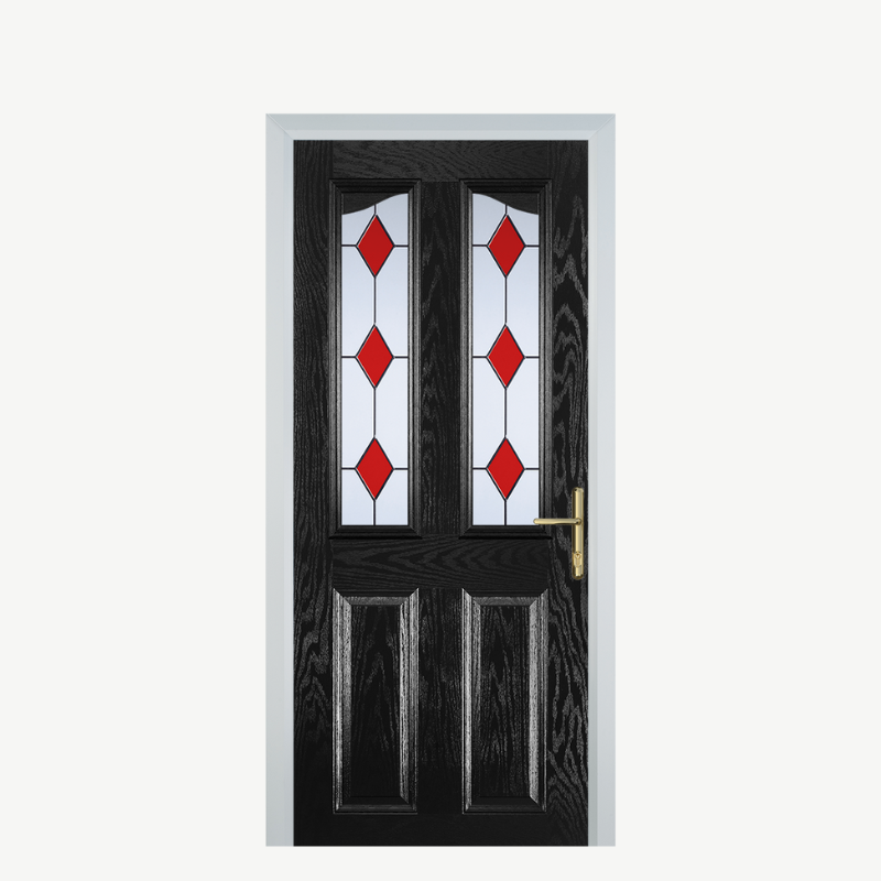 Door B 2 Panel 2 Angle Black 3 Drop Diamond Red image 0