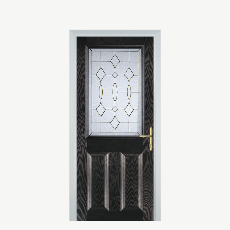 Door F 2 Panel 1 Square Black Brown Brass Art Clarity image 0