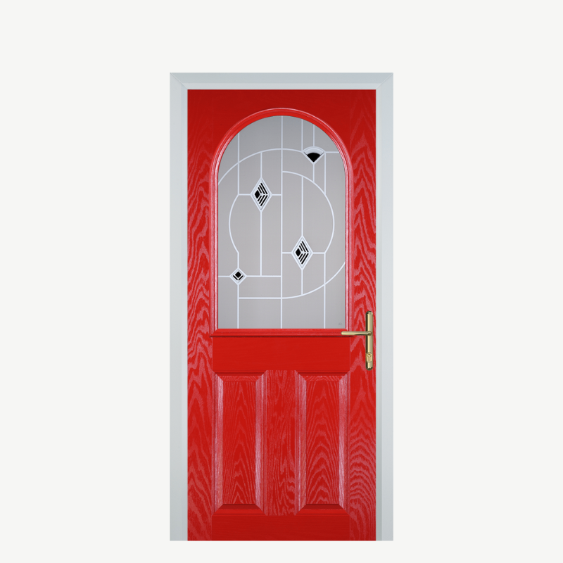 Door E 2 Panel 1 Arch Poppy Red (High Gloss) Murano Black image 0