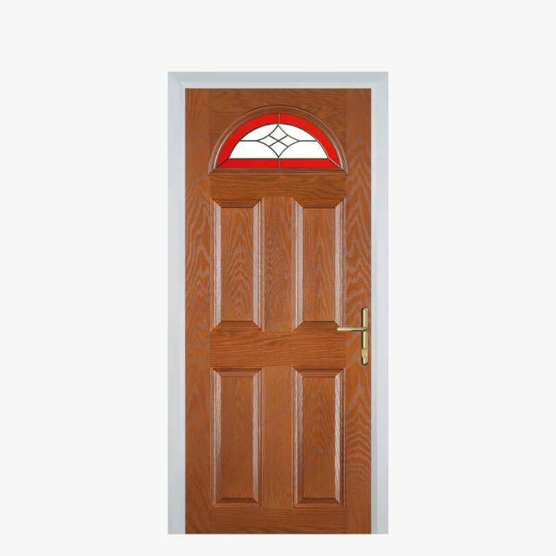 Door D 4 Panel 1 Arch Oak Crystal Harmony Red image 0