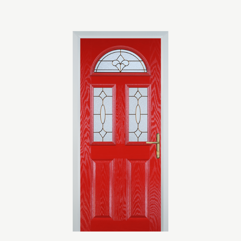 Door G 2 Panel 1 Arch Poppy Red (High Gloss) Brass Art Clarity image 0