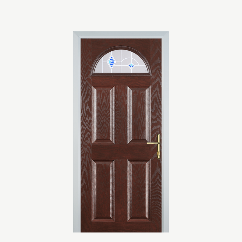 Door D 4 Panel 1 Arch Dark Wood Murano Blue image 0