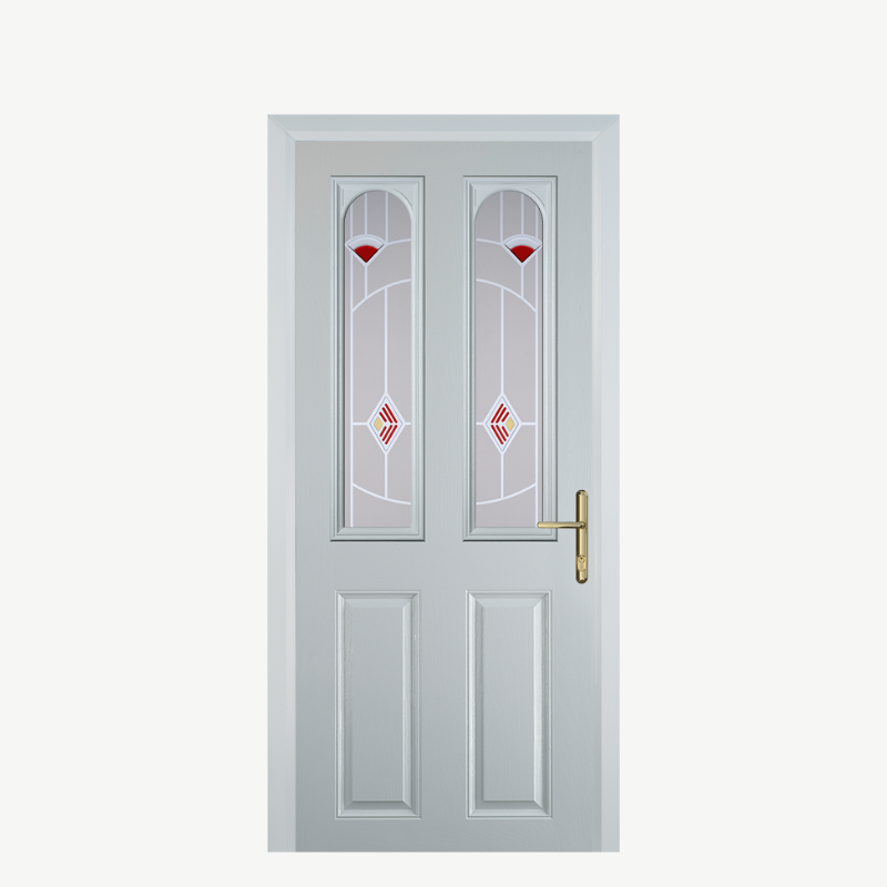 Door C 2 Panel 2 Square White Murano Red image 0