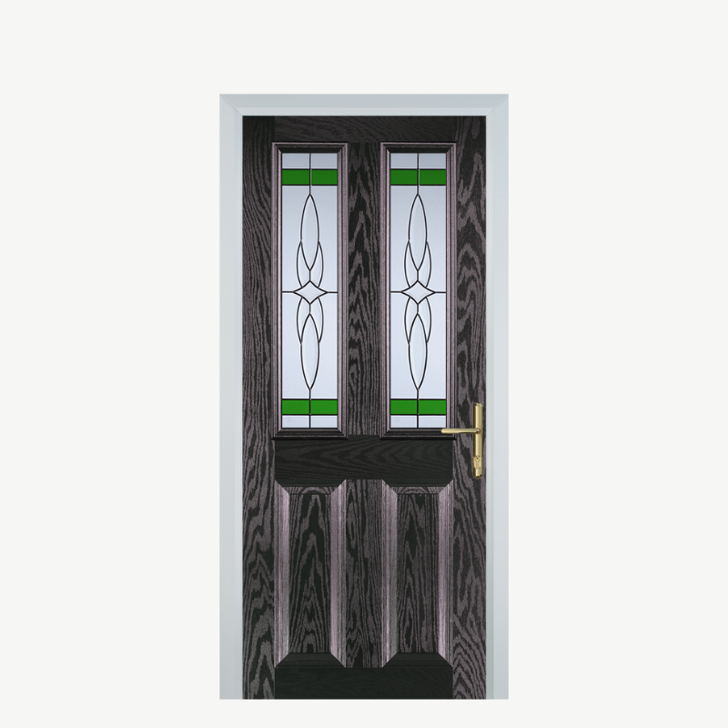 Door C 2 Panel 2 Square Black Brown Crystal Harmony Green image 0