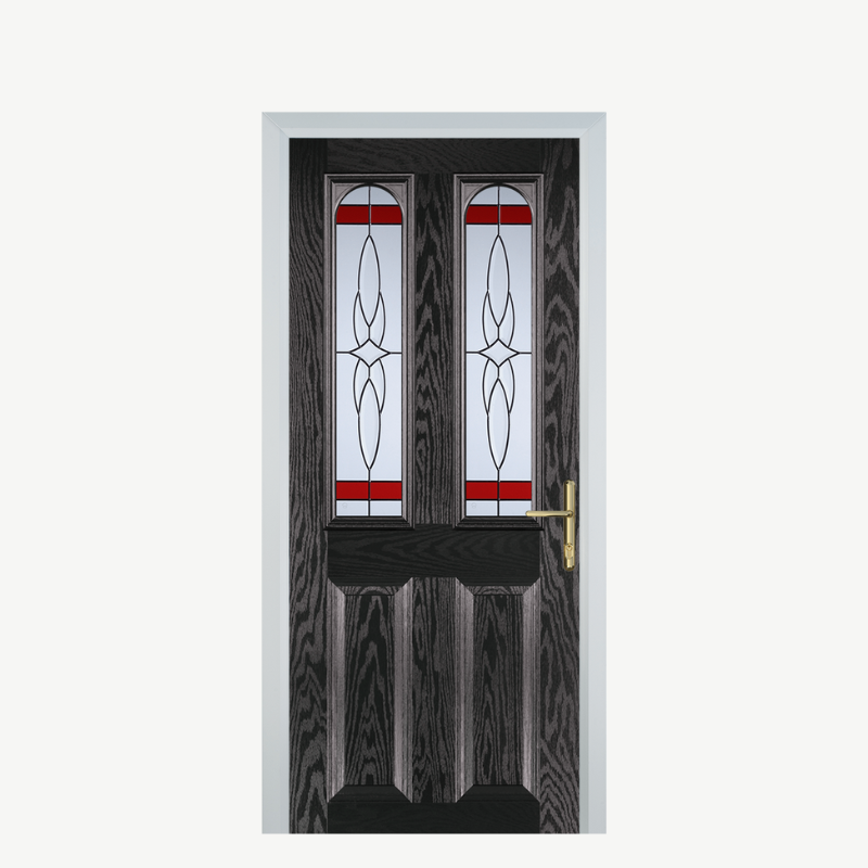 Door A 2 Panel 2 Arch Black Brown Crystal Harmony Red image 0