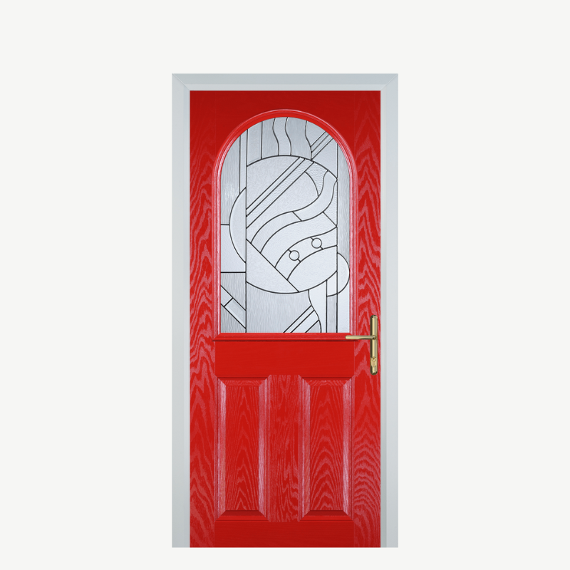 Door E 2 Panel 1 Arch Poppy Red (High Gloss) Zinc Art Abstract image 0