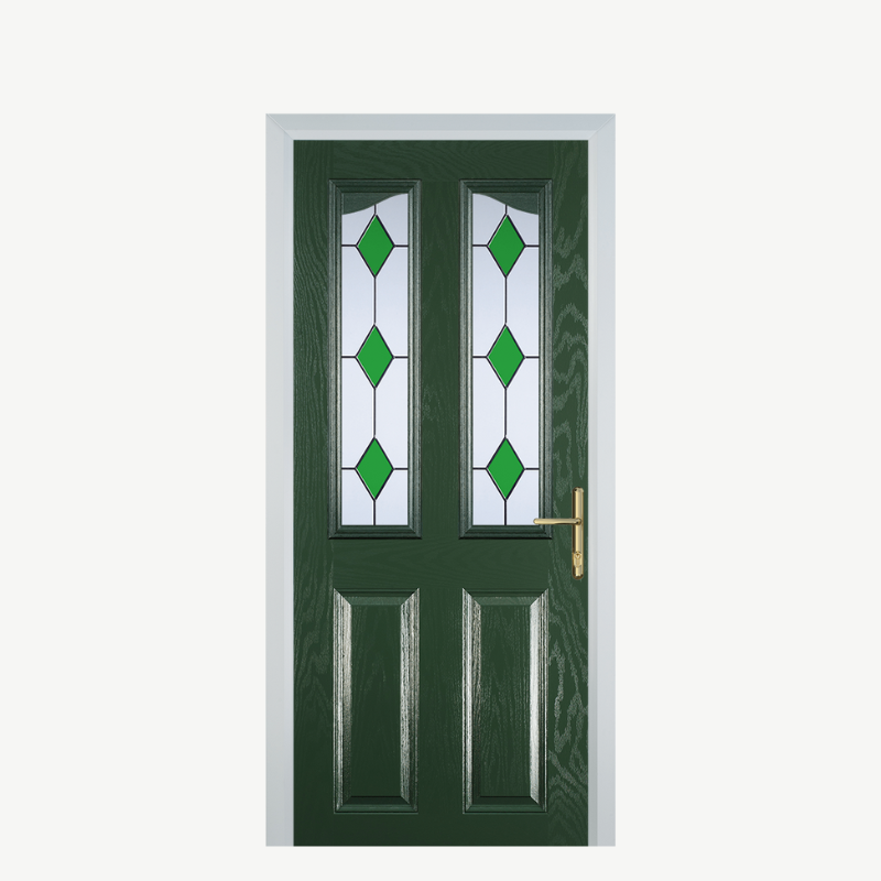 Door B 2 Panel 2 Angle Green 3 Drop Diamond Green image 0