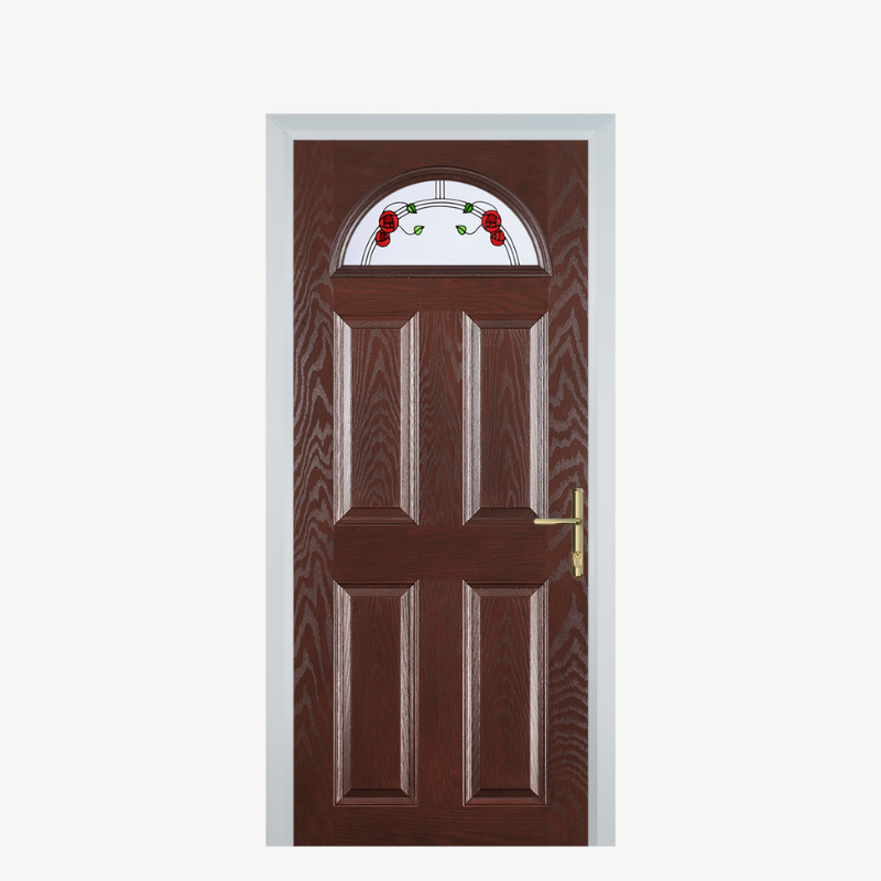 Door D 4 Panel 1 Arch Dark Wood Mackintosh Rose image 0