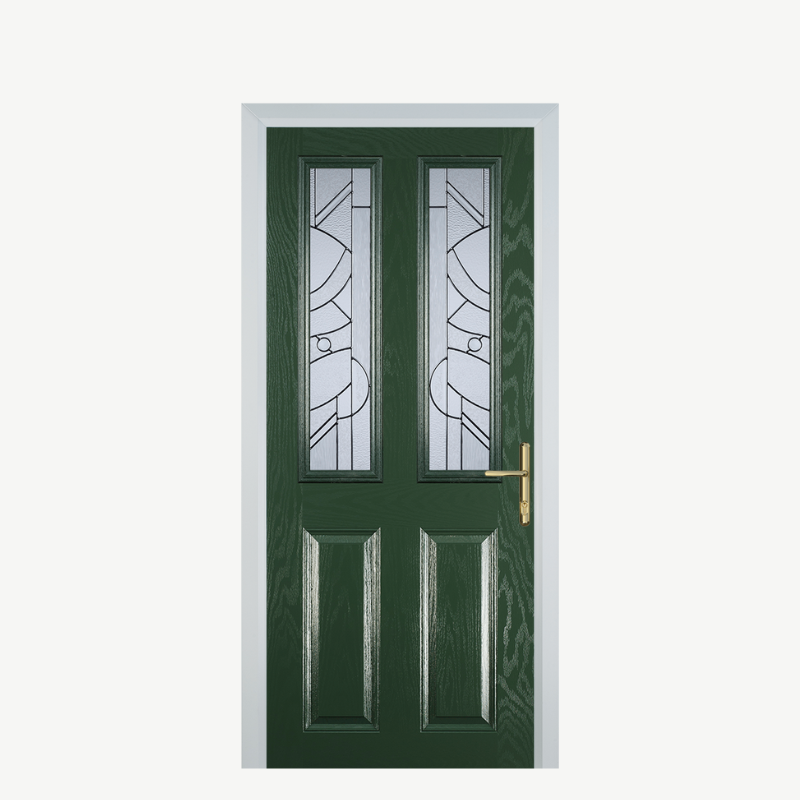 Door C 2 Panel 2 Square Green Zinc Art Abstract image 0