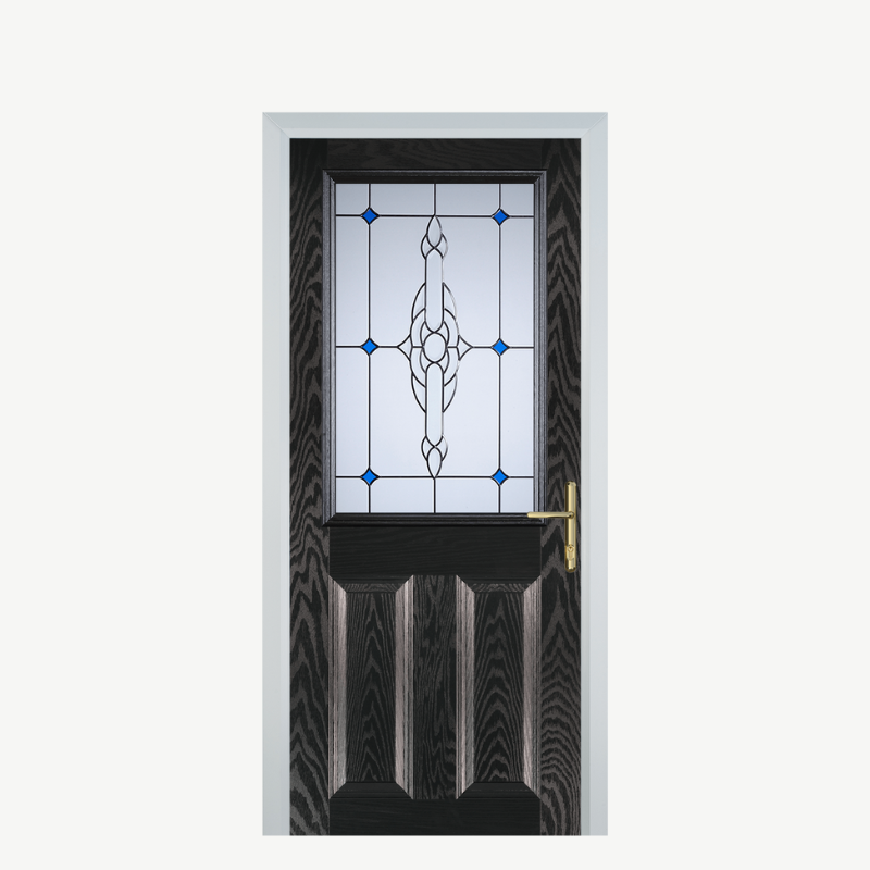 Door F 2 Panel 1 Square Black Brown Crystal Bohemia Blue image 0