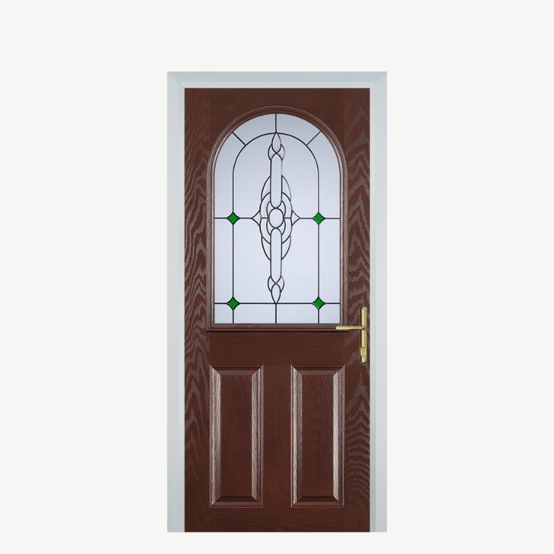 Door E 2 Panel 1 Arch Dark Wood Crystal Bohemia Green image 0