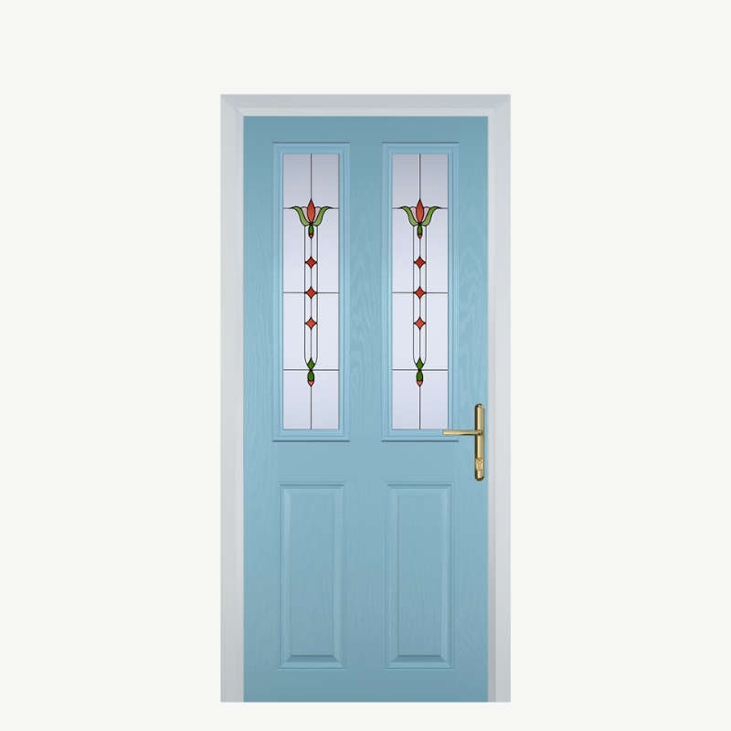 Door C 2 Panel 2 Square Duck Egg Blue Fleur image 0
