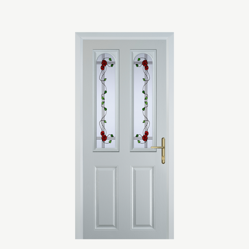 Door C 2 Panel 2 Square White Mackintosh Rose image 0
