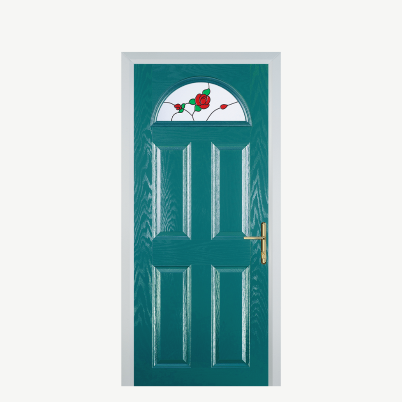 Door D 4 Panel 1 Arch Turquoise Blue English Rose image 0