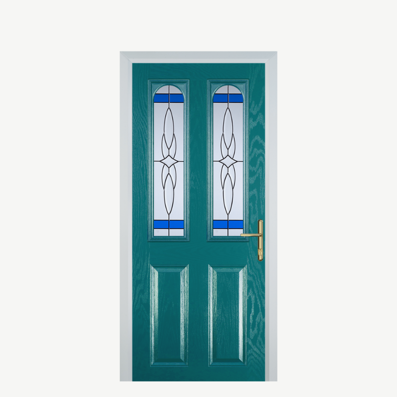Door A 2 Panel 2 Arch Turquoise Blue Crystal Harmony Blue image 0