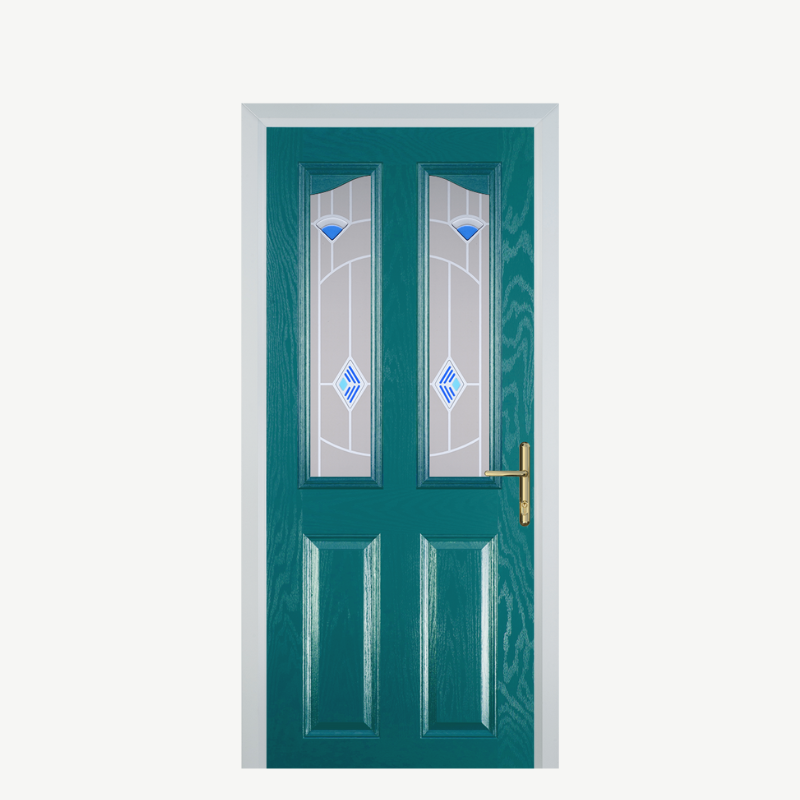 Door B 2 Panel 2 Angle Turquoise Blue Murano Blue image 0