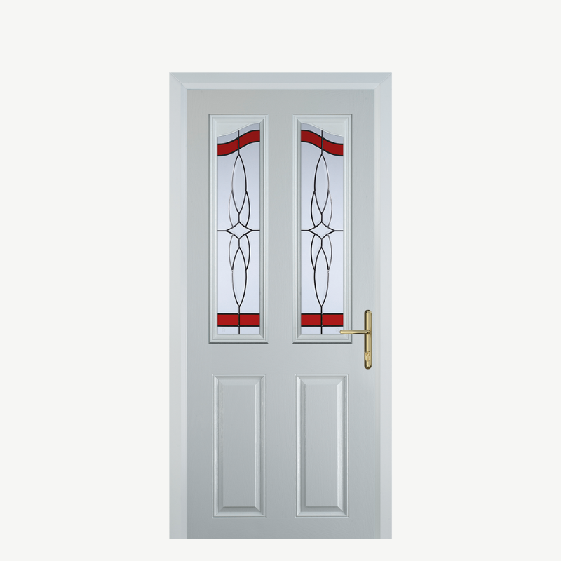 Door B 2 Panel 2 Angle White Crystal Harmony Red image 0