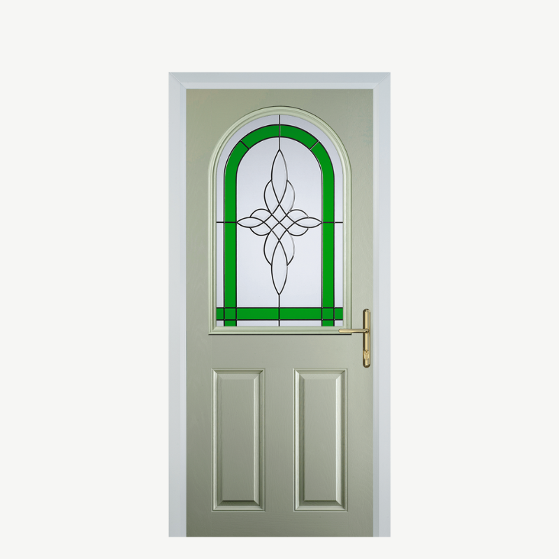 Door E 2 Panel 1 Arch Pebble Grey Crystal Harmony Green image 0