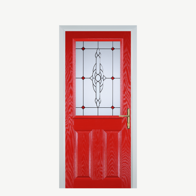 Door F 2 Panel 1 Square Poppy Red (High Gloss) Crystal Bohemia Red image 0