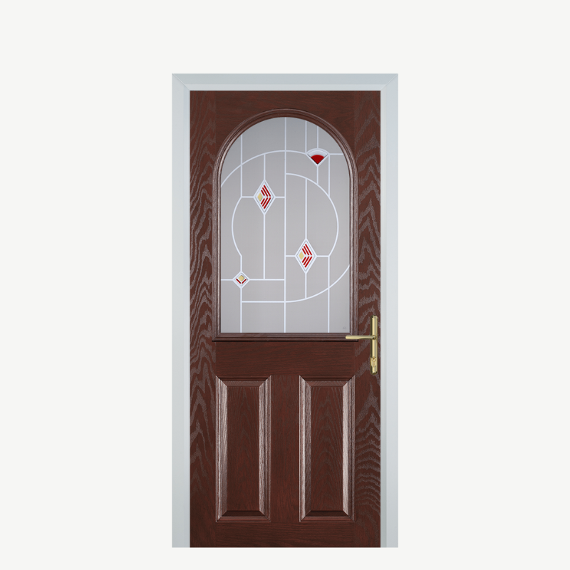 Door E 2 Panel 1 Arch Dark Wood Murano Red image 0