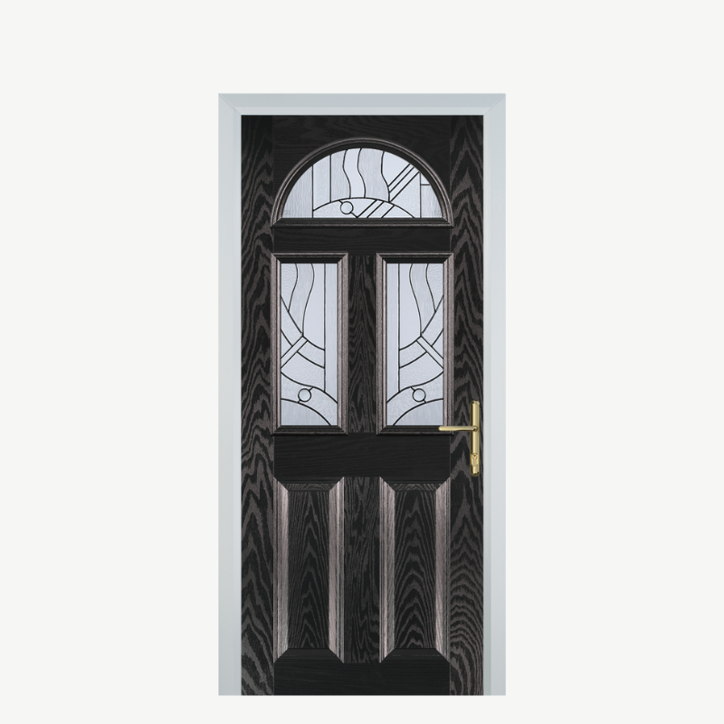 Door G 2 Panel 1 Arch Black Brown Zinc Art Abstract image 0
