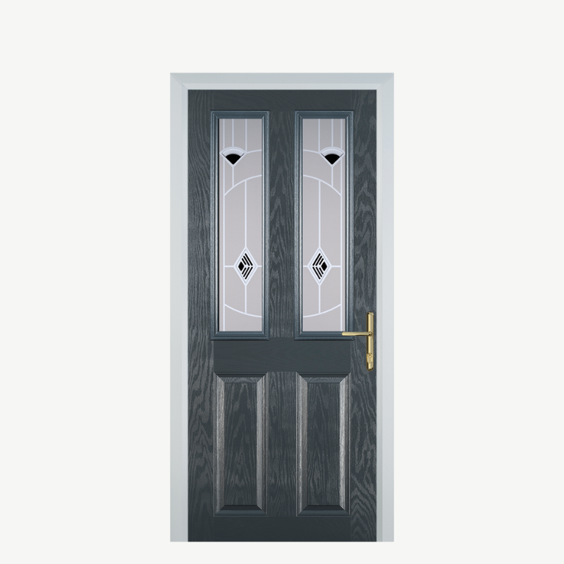 Door C 2 Panel 2 Square Grey Murano Black image 0