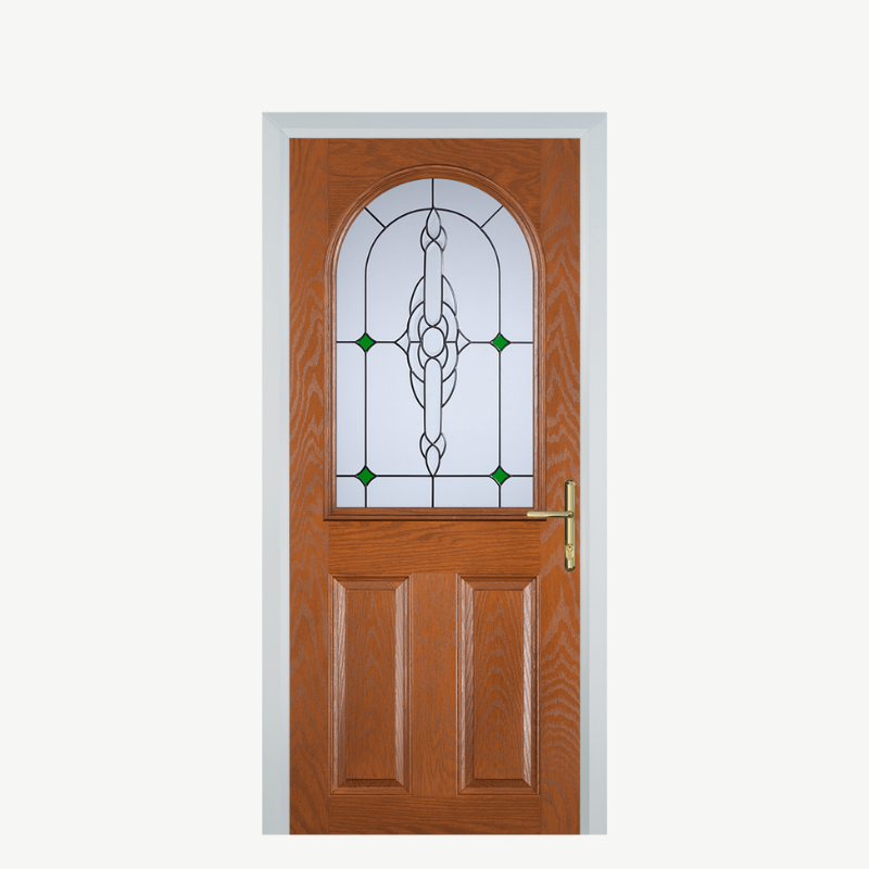 Door E 2 Panel 1 Arch Oak Crystal Bohemia Green image 0