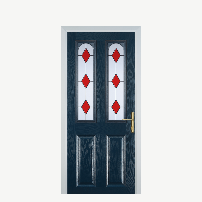 Door A 2 Panel 2 Arch Blue 3 Drop Diamond Red image 0