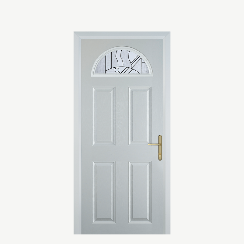 Door D 4 Panel 1 Arch White Zinc Art Abstract image 0