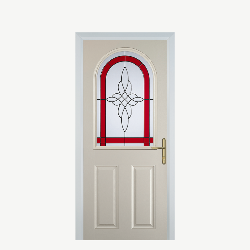 Door E 2 Panel 1 Arch Cream Crystal Harmony Red image 0
