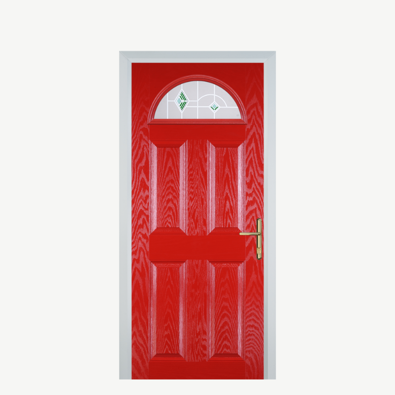 Door D 4 Panel 1 Arch Poppy Red (High Gloss) Murano Green image 0