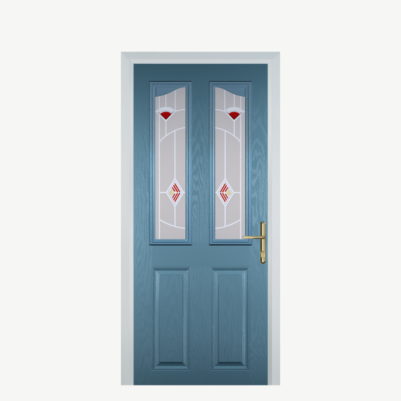 Door B 2 Panel 2 Angle Pastel Blue Murano Red image 0