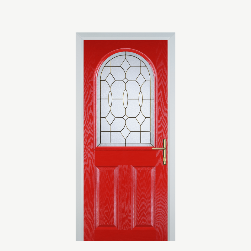 Door E 2 Panel 1 Arch Poppy Red (High Gloss) Brass Art Clarity image 0