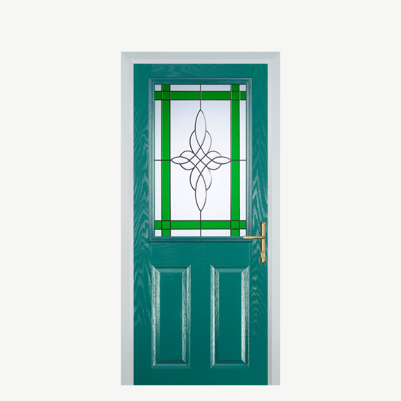 Door F 2 Panel 1 Square Turquoise Blue Crystal Harmony Green image 0