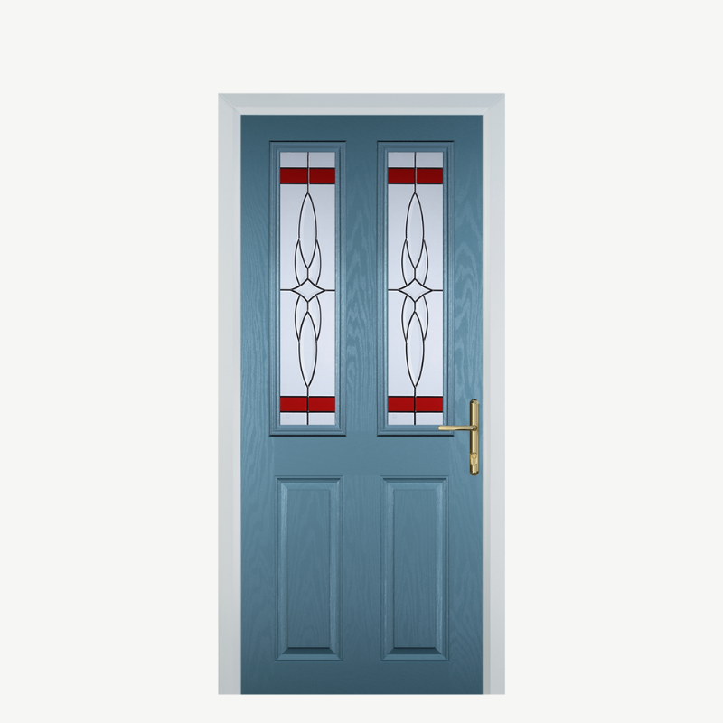 Door C 2 Panel 2 Square Pastel Blue Crystal Harmony Red image 0
