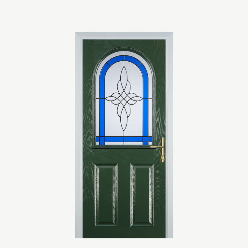 Door E 2 Panel 1 Arch Green Crystal Harmony Blue image 0