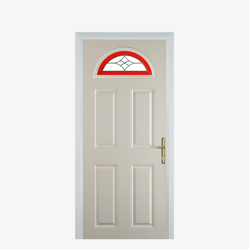 Door D 4 Panel 1 Arch Cream Crystal Harmony Red image 0