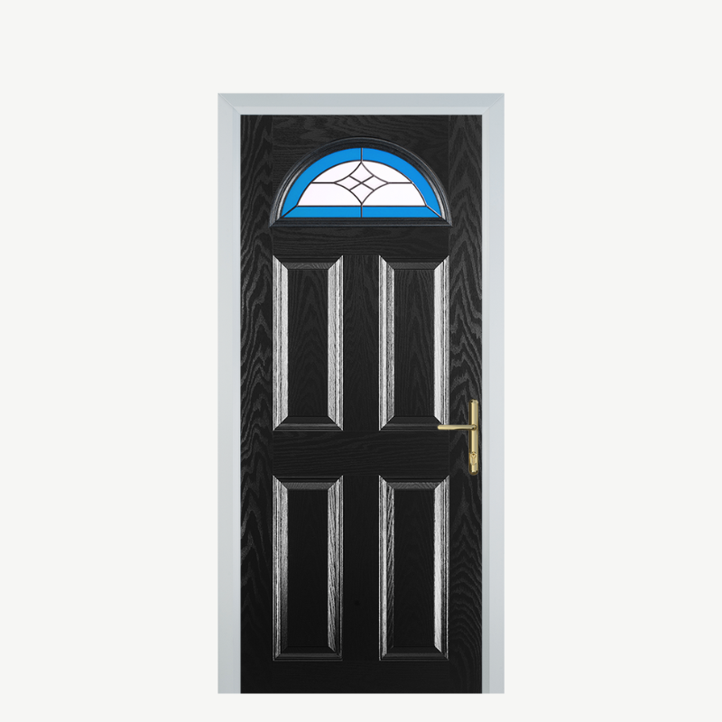 Door D 4 Panel 1 Arch Black Crystal Harmony Blue image 0