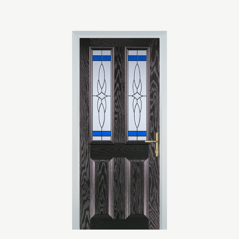 Door C 2 Panel 2 Square Black Brown Crystal Harmony Blue image 0