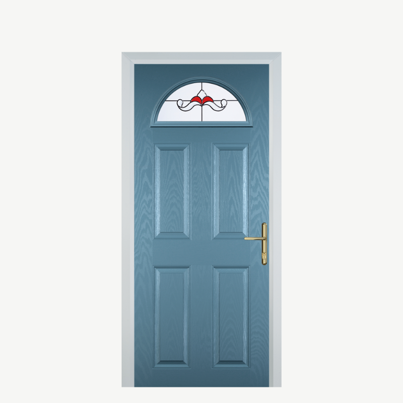 Door D 4 Panel 1 Arch Pastel Blue Crystal Bohemia Red image 0