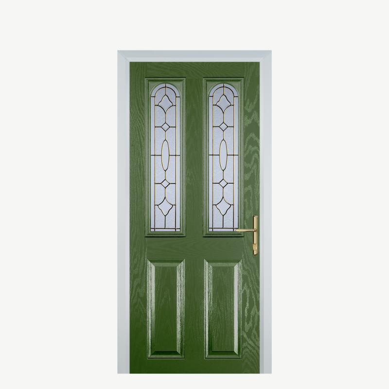 Door A 2 Panel 2 Arch Fern Green Brass Art Clarity image 0