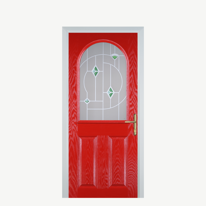 Door E 2 Panel 1 Arch Poppy Red (High Gloss) Murano Green image 0
