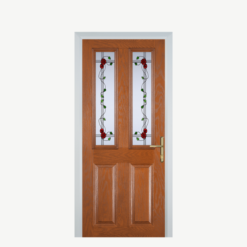 Door C 2 Panel 2 Square Oak Mackintosh Rose image 0