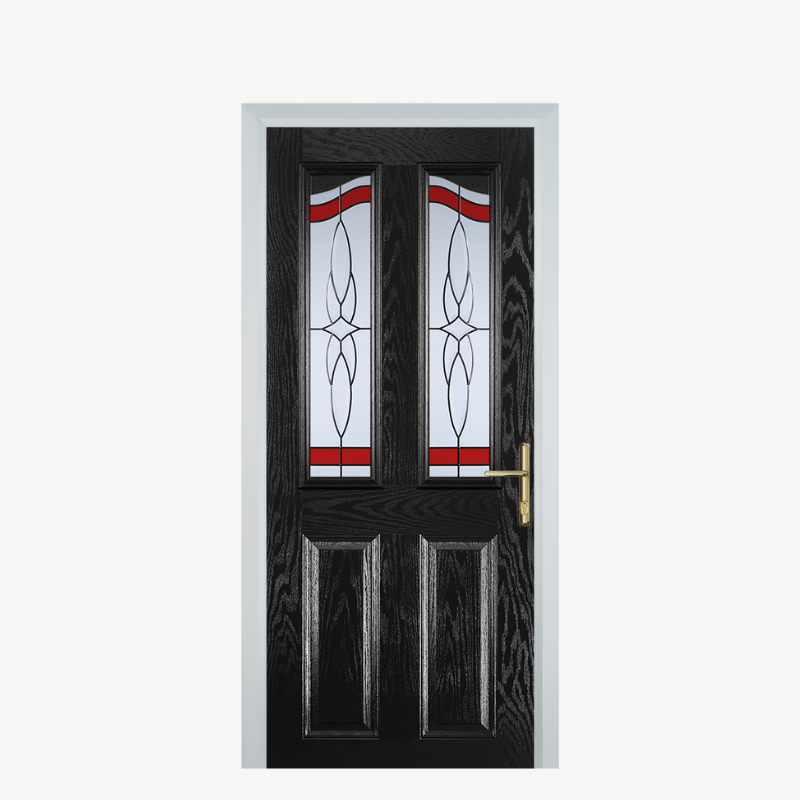 Door B 2 Panel 2 Angle Black Crystal Harmony Red image 0