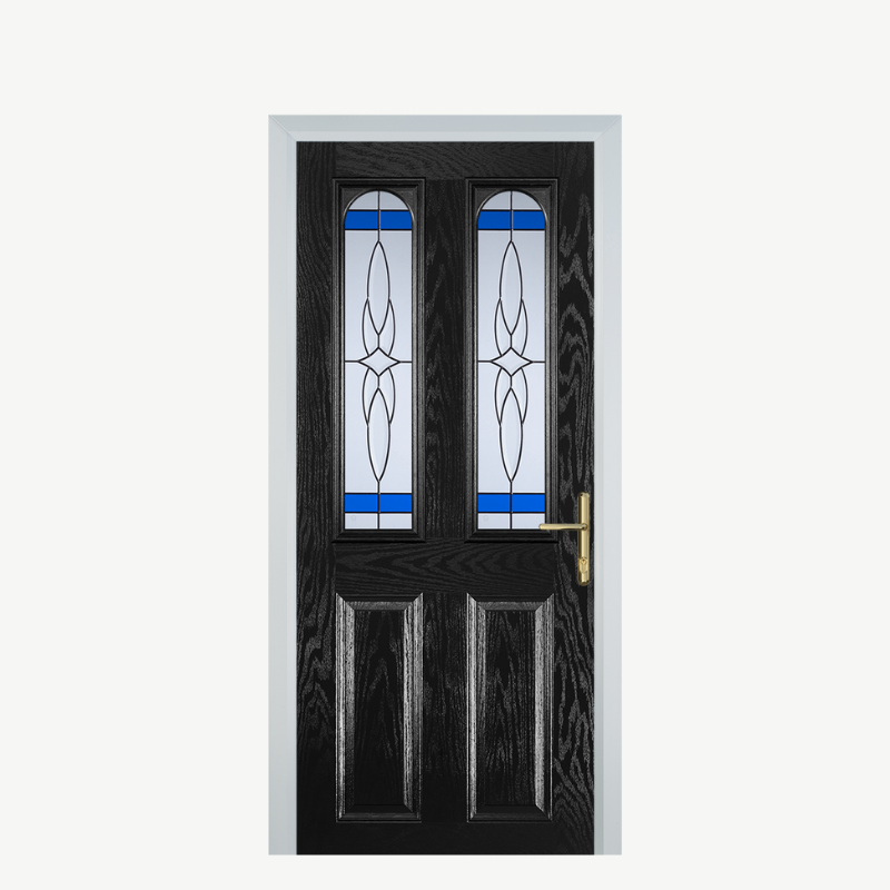 Door A 2 Panel 2 Arch Black Crystal Harmony Blue image 0