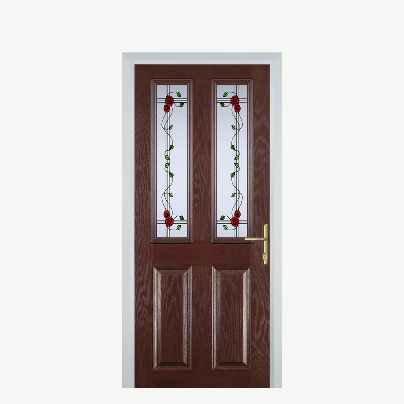 Door C 2 Panel 2 Square Dark Wood Mackintosh Rose image 0